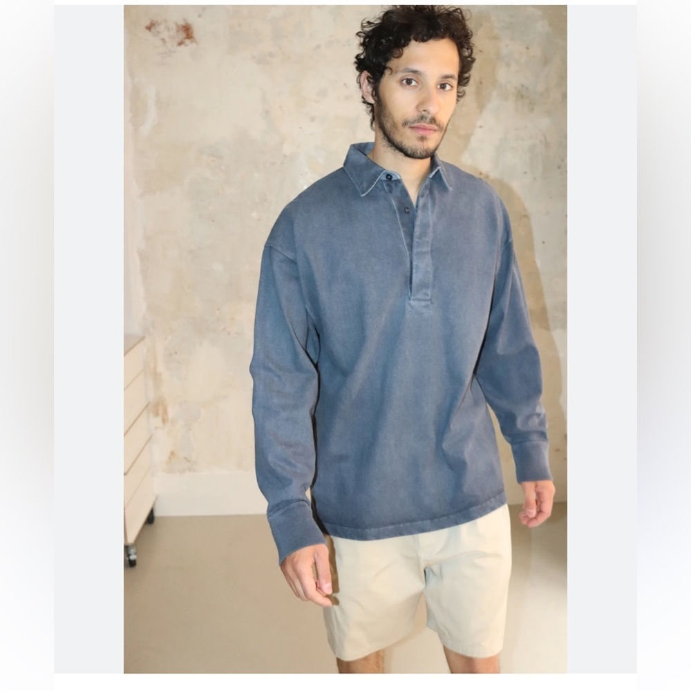 FOLK cotton denim open collar shirt small